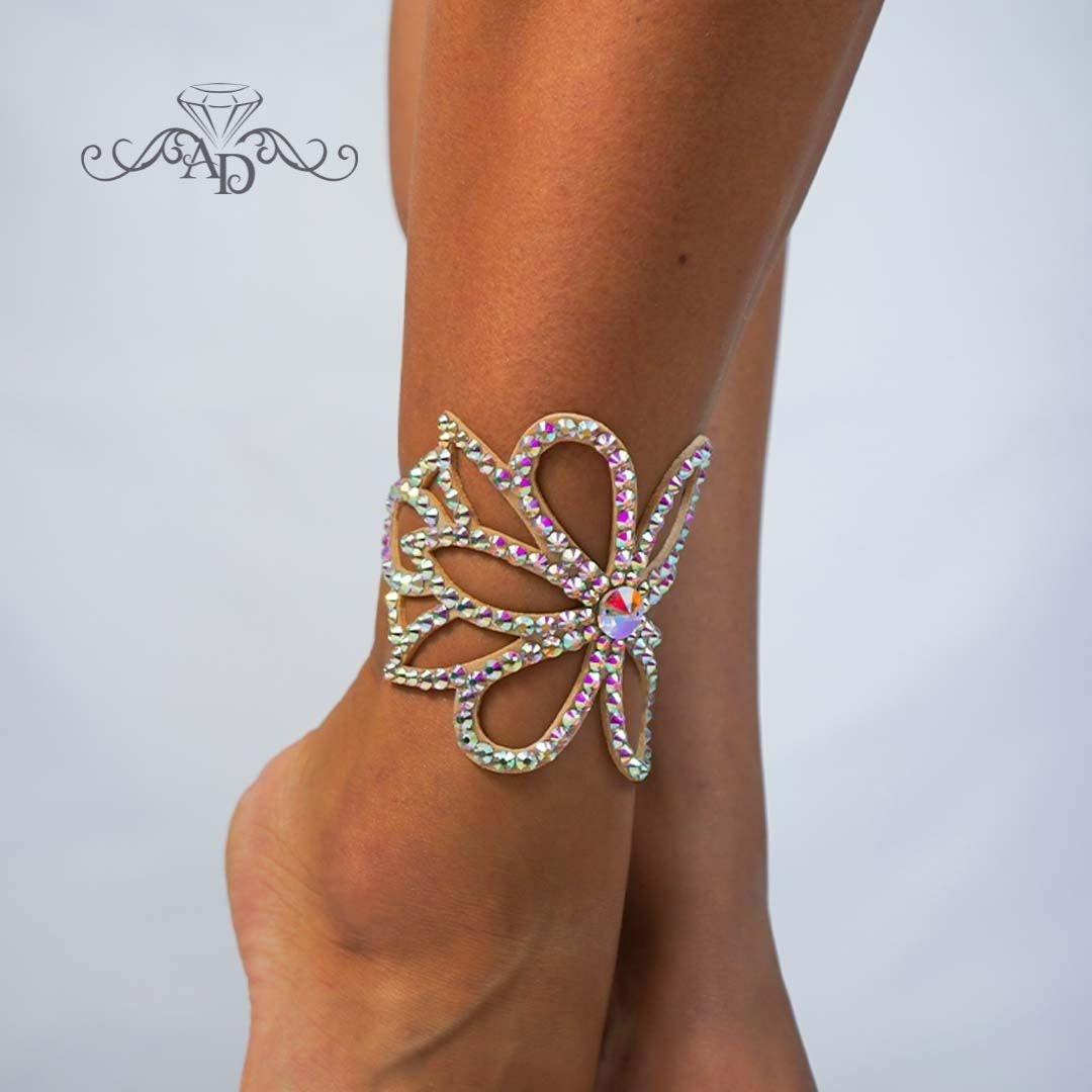 Rhinestone Dance Anklet Bracelet - Flower