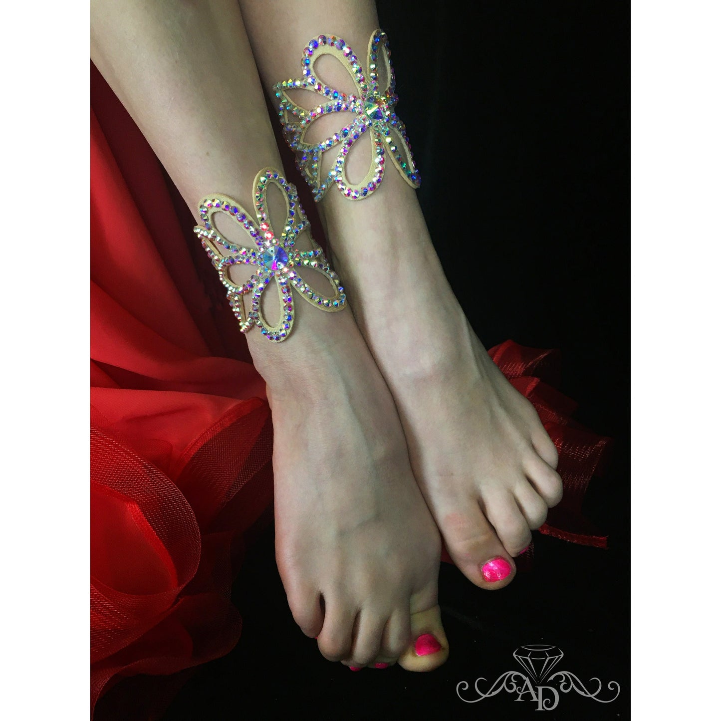 Rhinestone Dance Anklet Bracelet - Flower