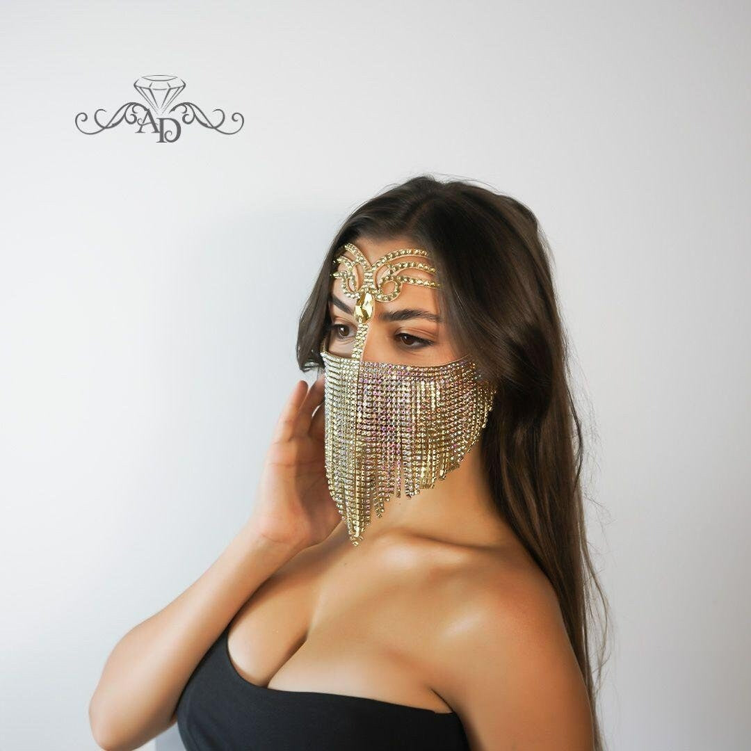 Burka Style Rhinestone Mask – Sherry Golden