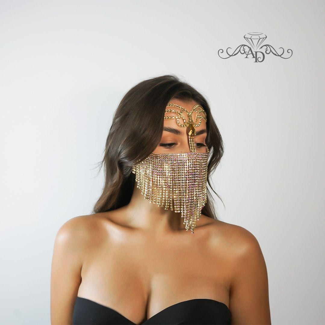 Burka Style Rhinestone Mask – Sherry Golden