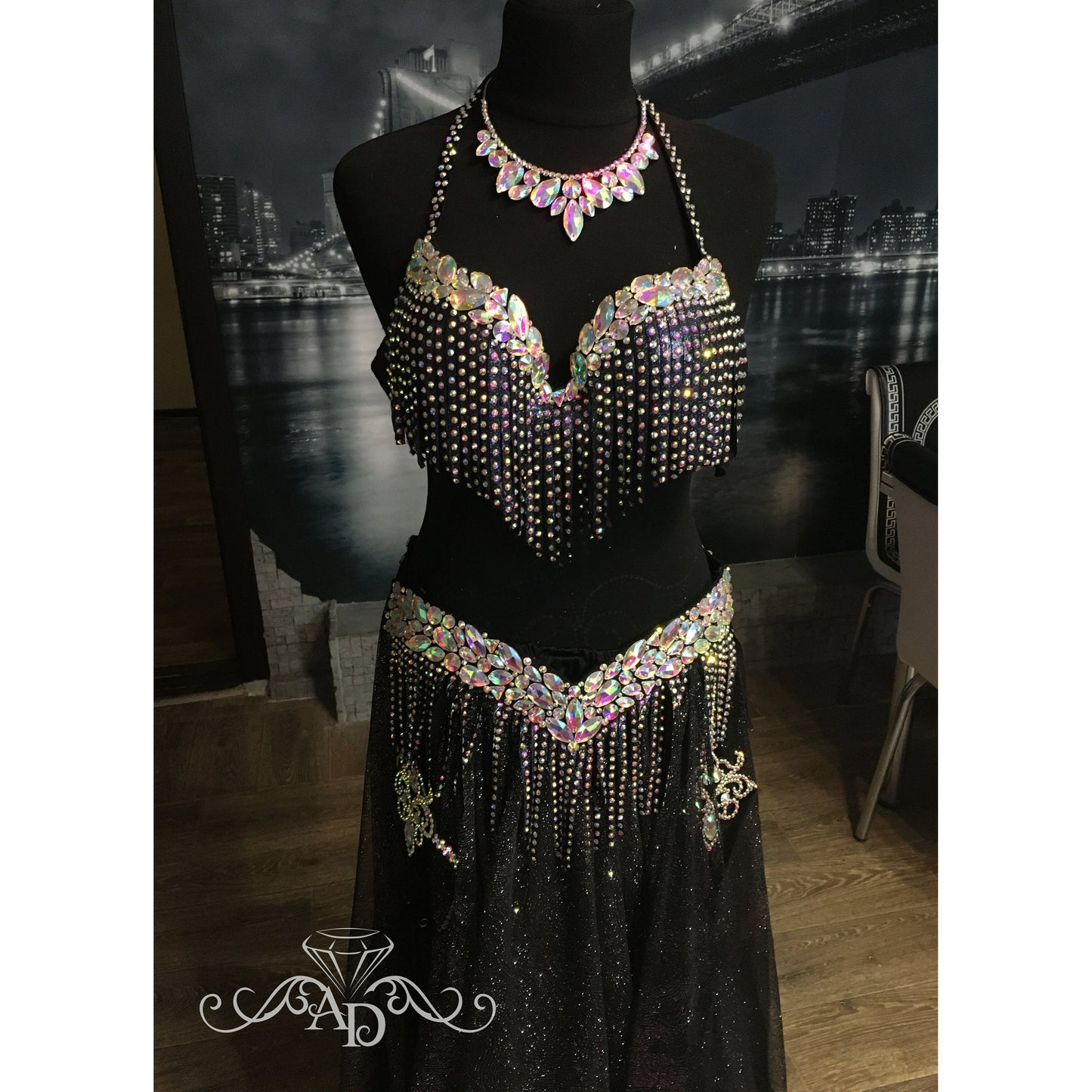 Custom Black Glitter Belly Dance Costume – Nightfall Luxe