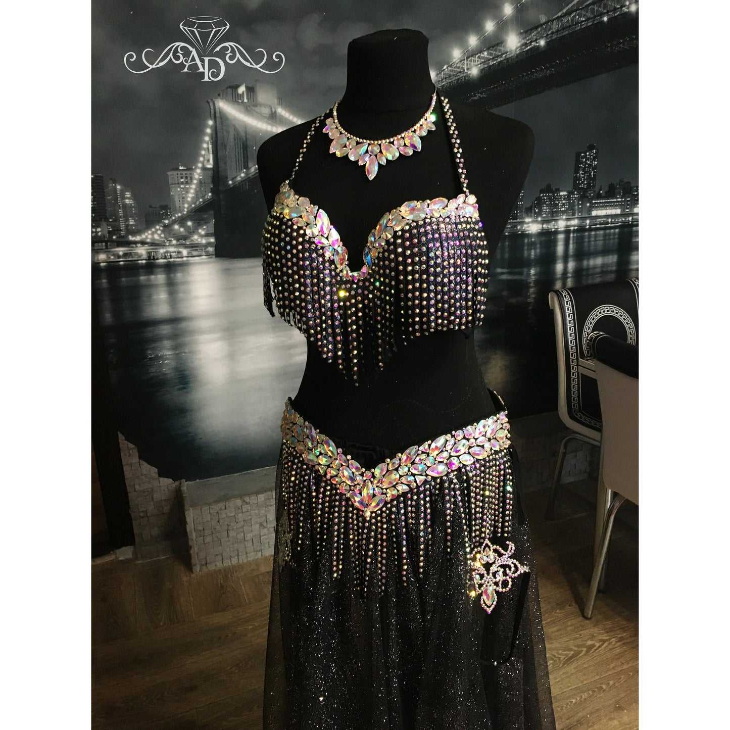 Custom Black Glitter Belly Dance Costume – Nightfall Luxe