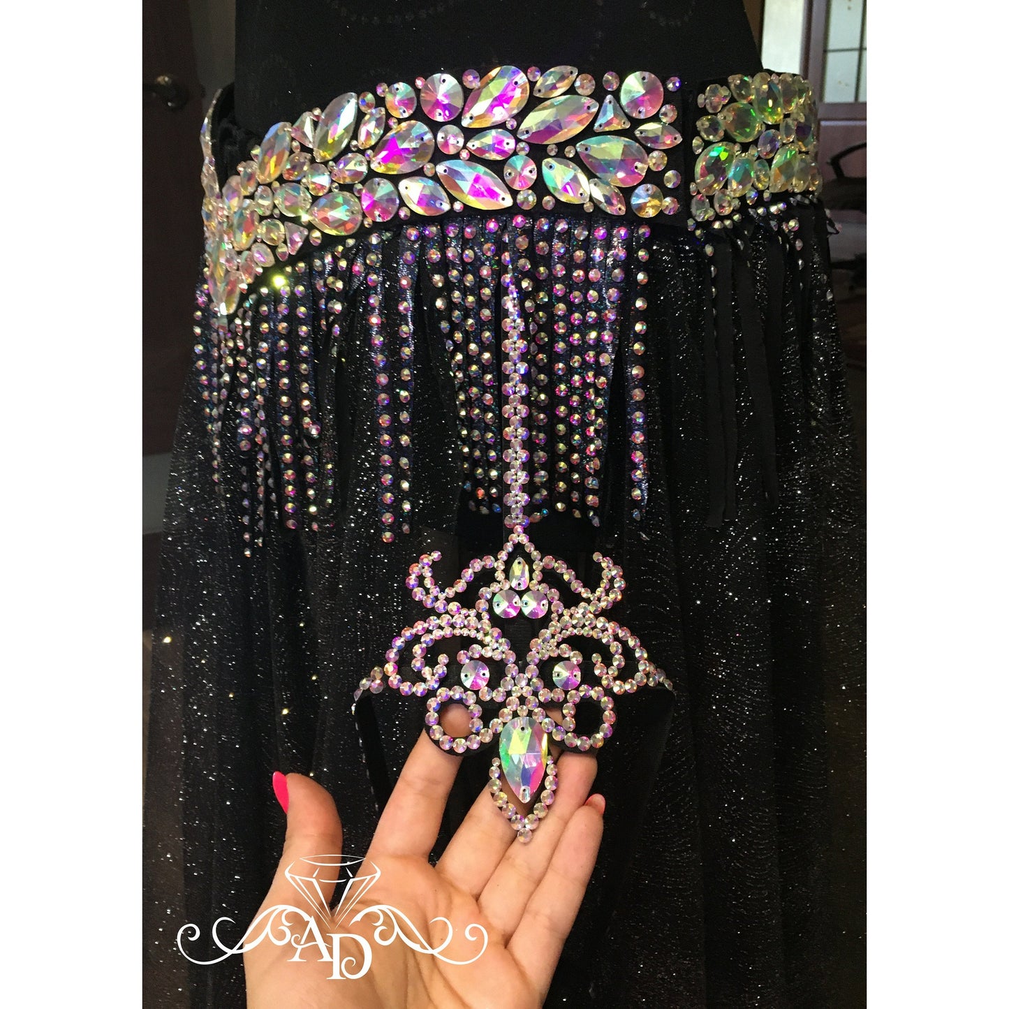 Custom Black Glitter Belly Dance Costume – Nightfall Luxe