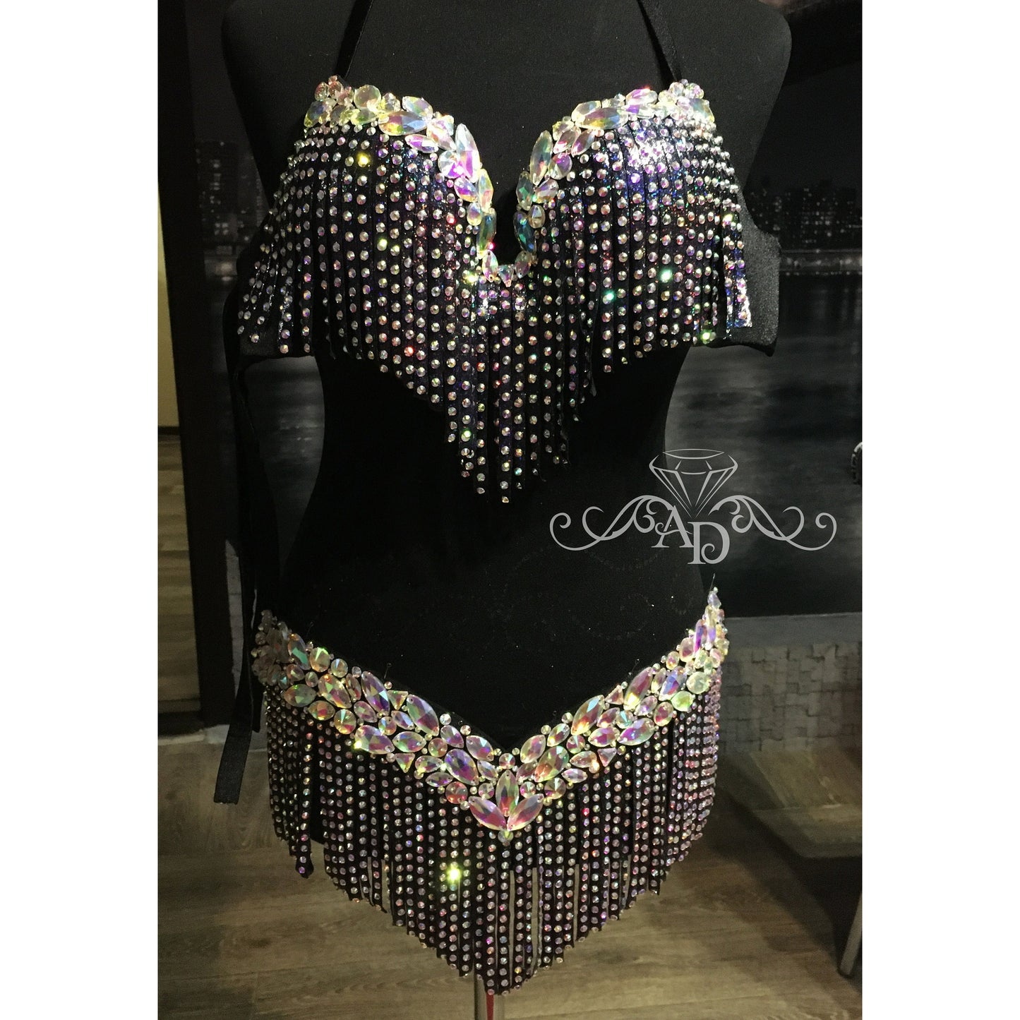 Custom Black Glitter Belly Dance Costume – Nightfall Luxe