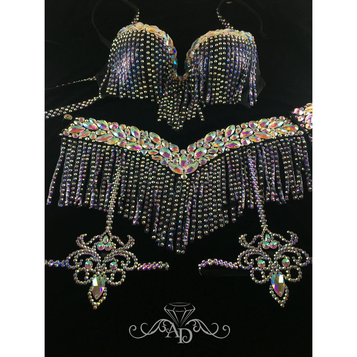 Custom Black Glitter Belly Dance Costume – Nightfall Luxe