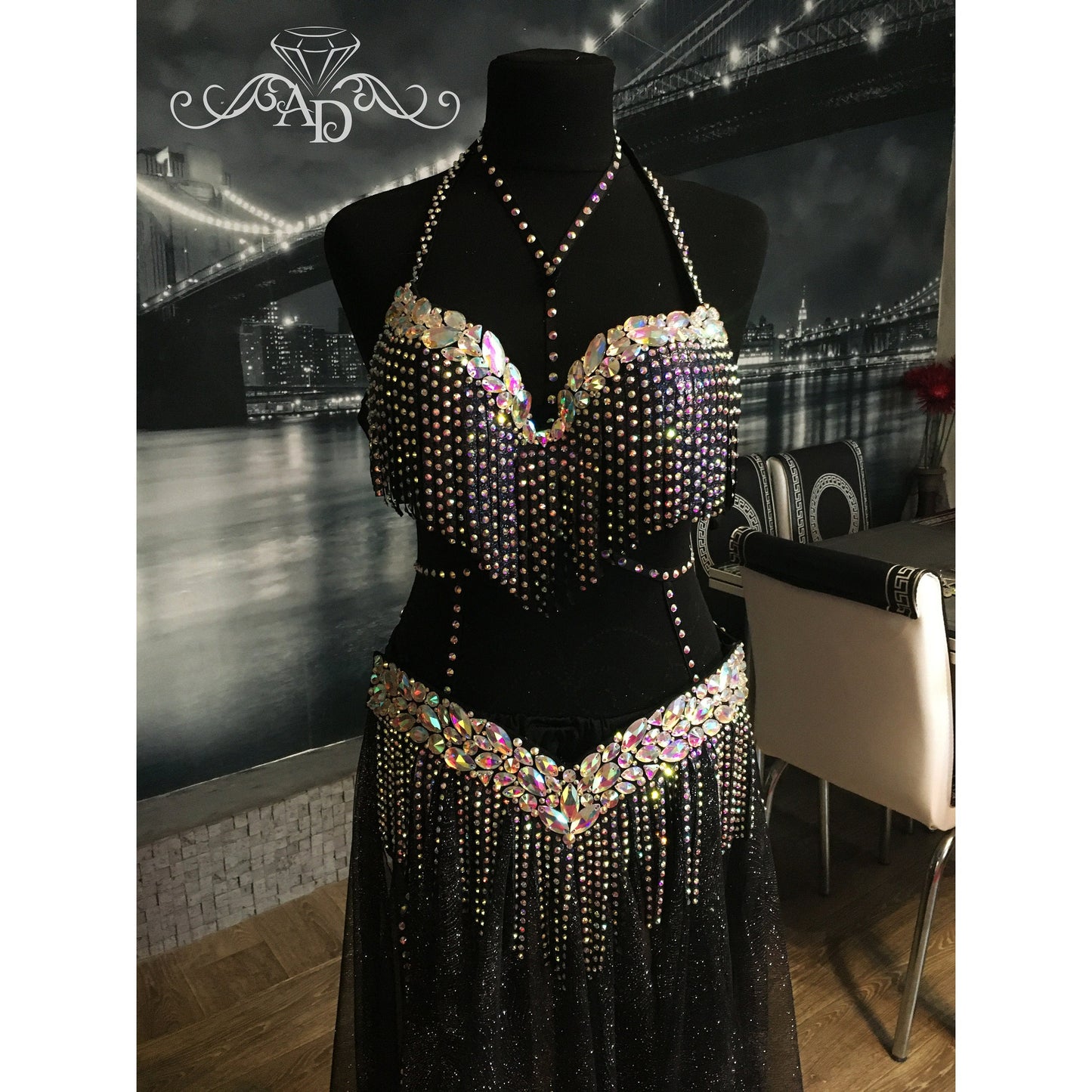 Custom Black Glitter Belly Dance Costume – Nightfall Luxe