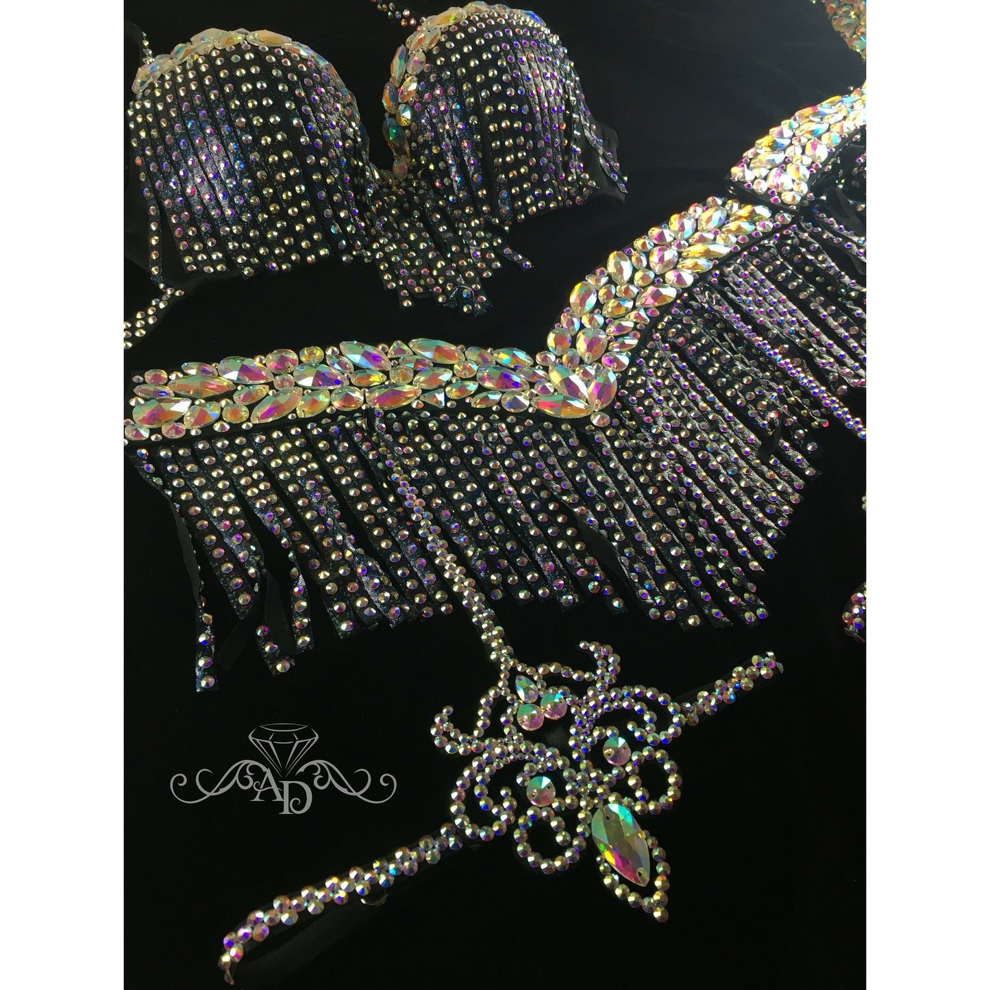 Custom Black Glitter Belly Dance Costume – Nightfall Luxe