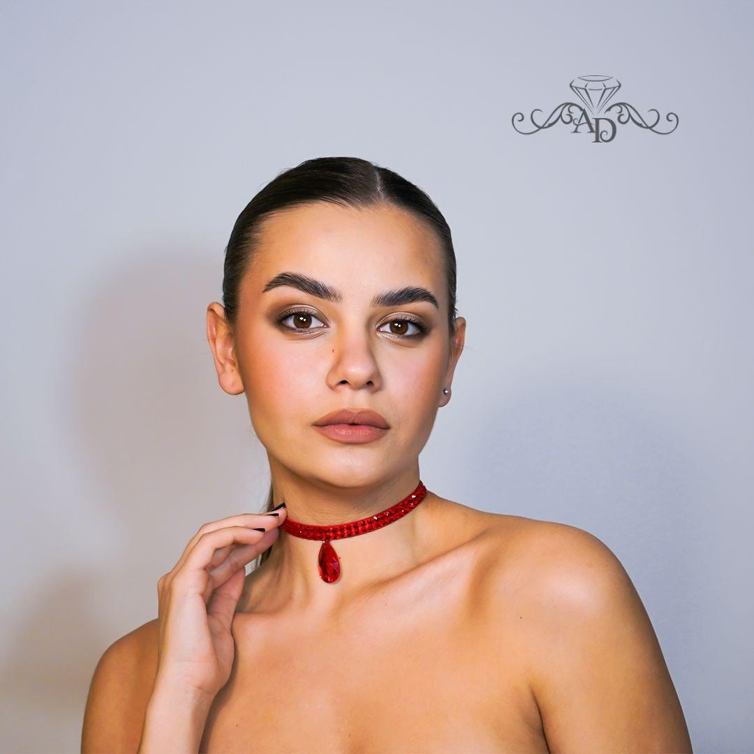 Red Rhinestone Choker
