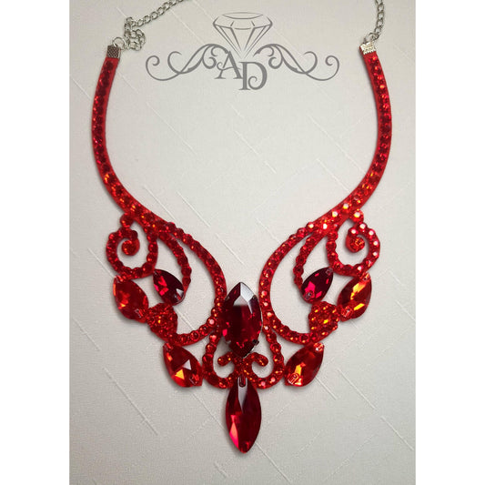 Red Rhinestone Necklace - Sahar