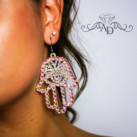 Elegant Crystal Performance Earrings - Hamsa