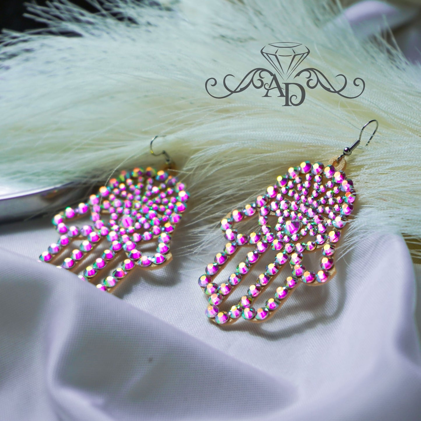 Elegant Crystal Performance Earrings - Hamsa