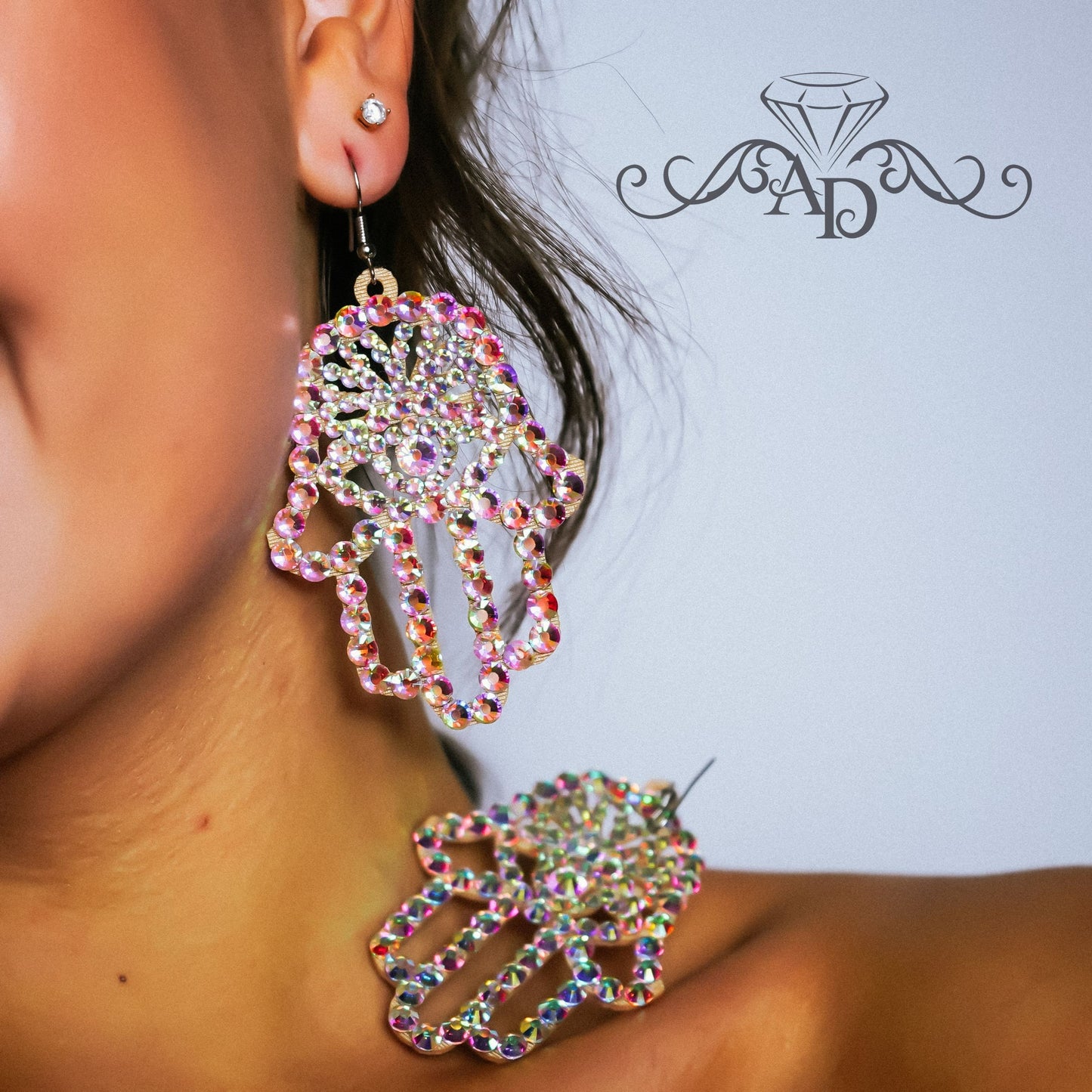 Elegant Crystal Performance Earrings - Hamsa
