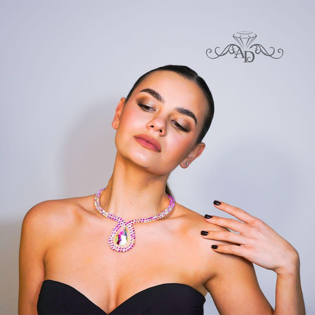 Rhinestone Necklace for Events - Tina
