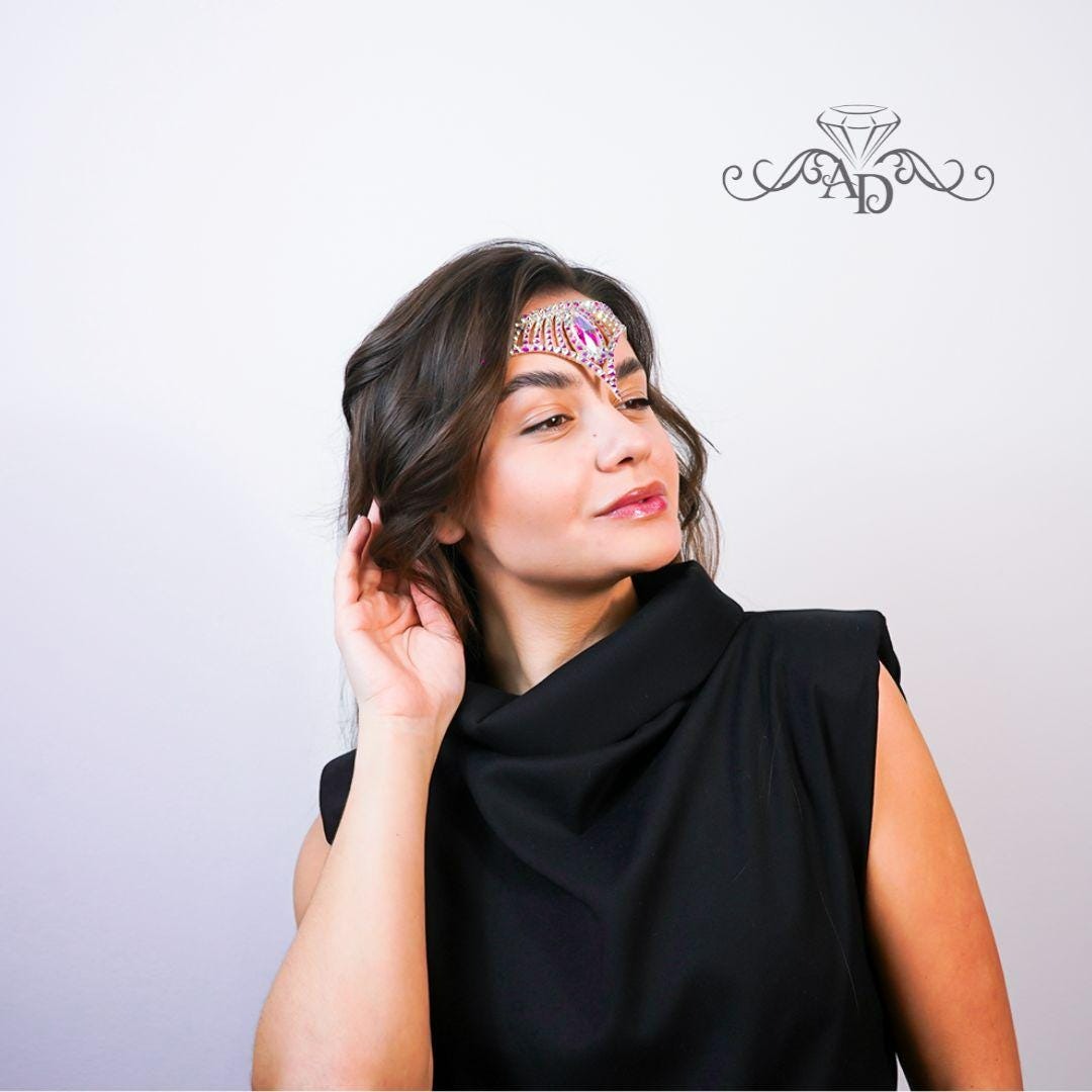 Handcrafted Rhinestone Forehead Jewelry - Samia