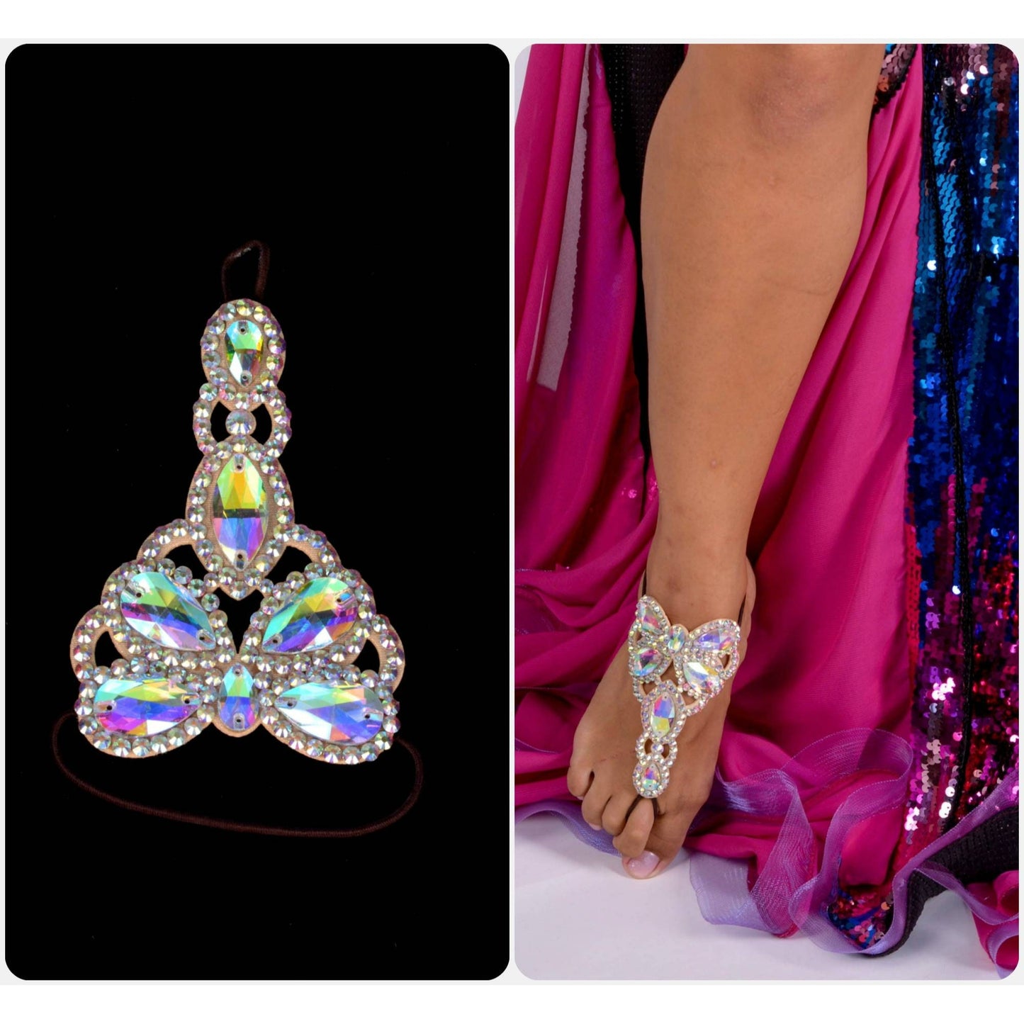 Crystal Anklet for Oriental Dance - Butterfly