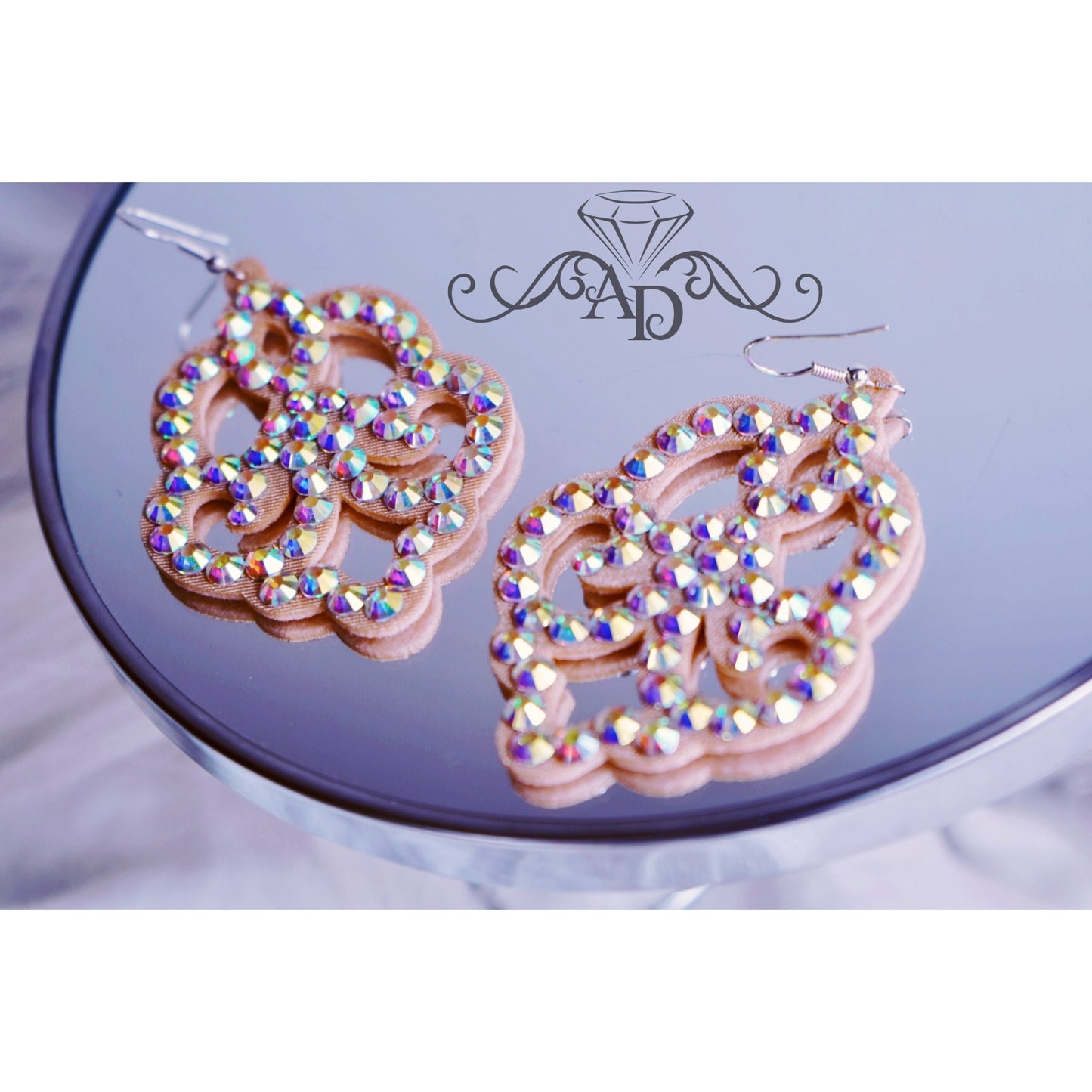 Radiant Rhinestone Earrings - Rose