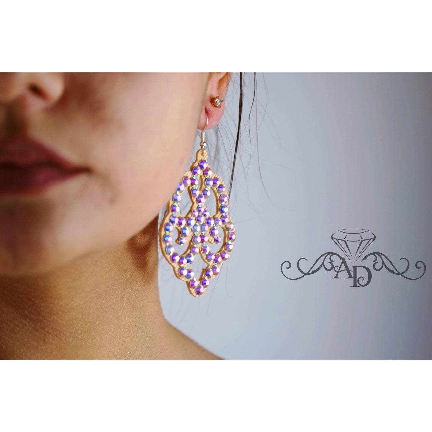 Radiant Rhinestone Earrings - Rose