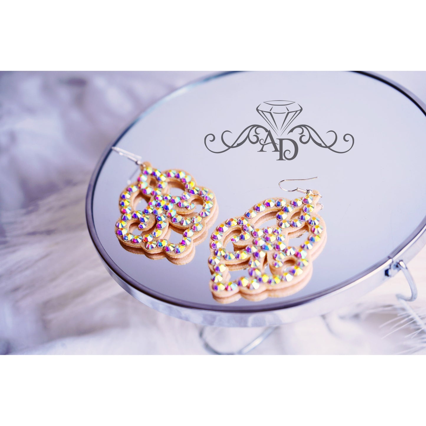 Radiant Rhinestone Earrings - Rose