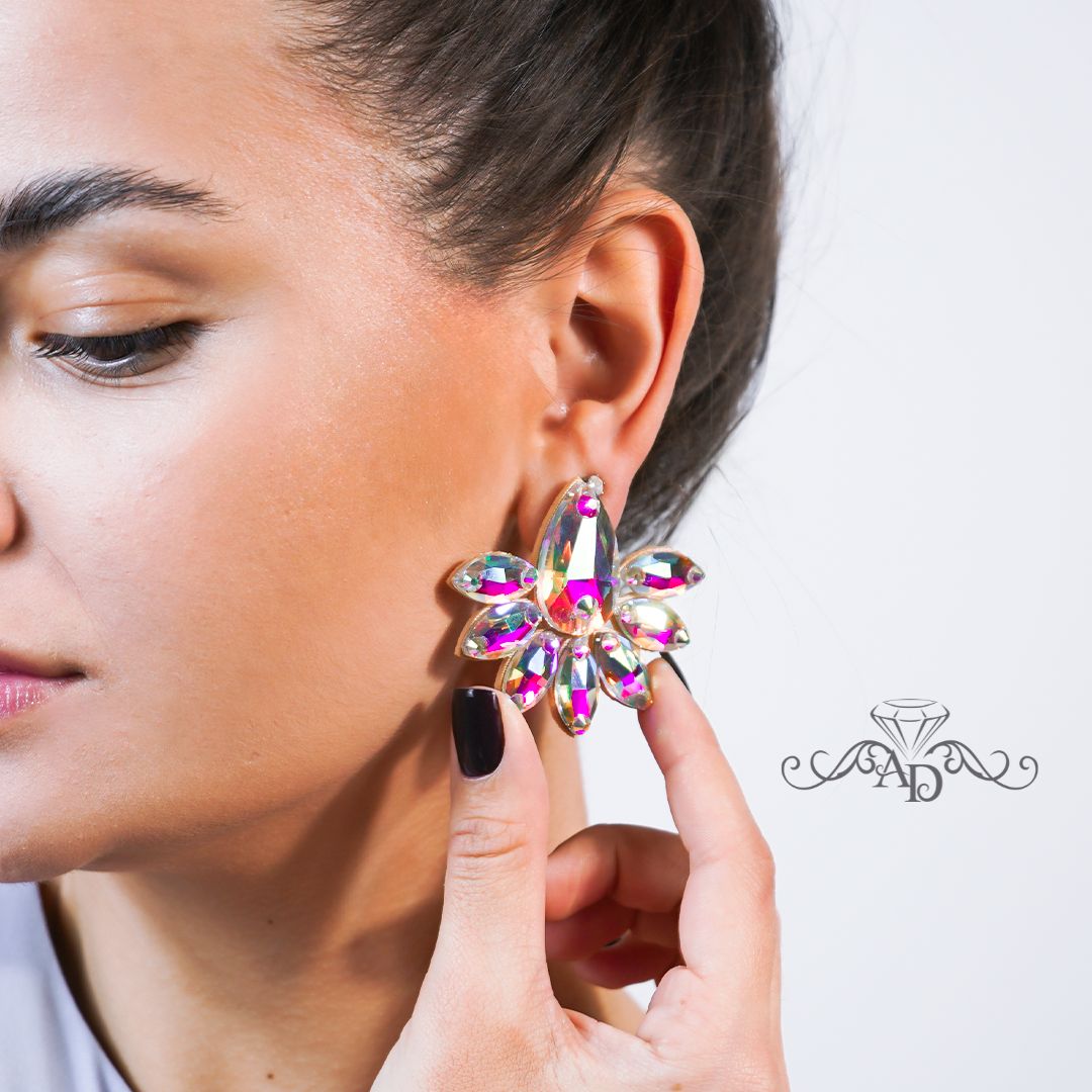 Rhinestone clip on earrings