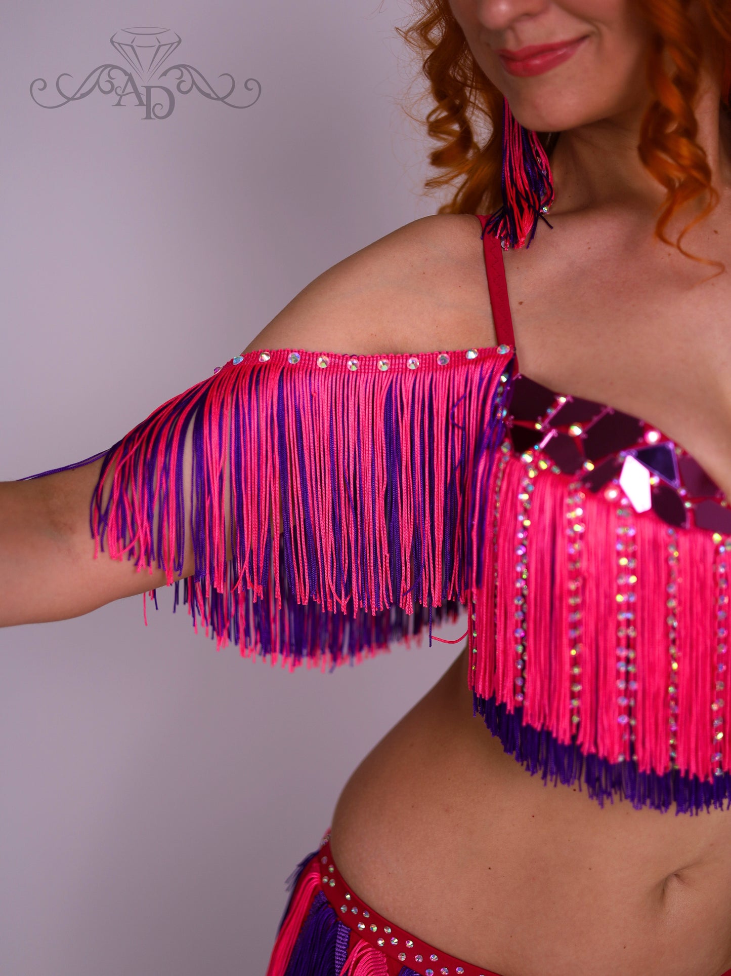 Fringe Belly Dance Costume with Sew-On Mirrors