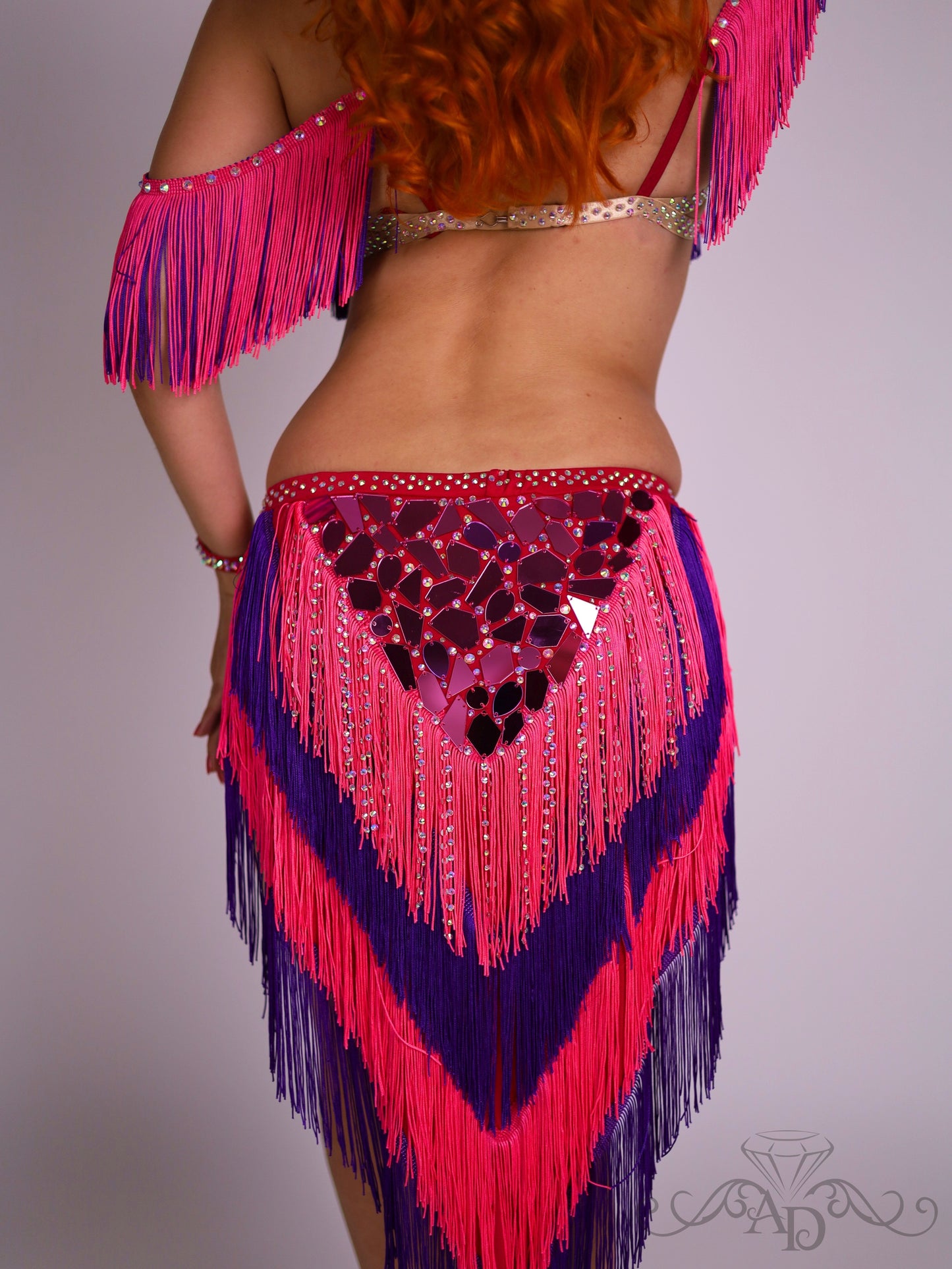 Fringe Belly Dance Costume with Sew-On Mirrors