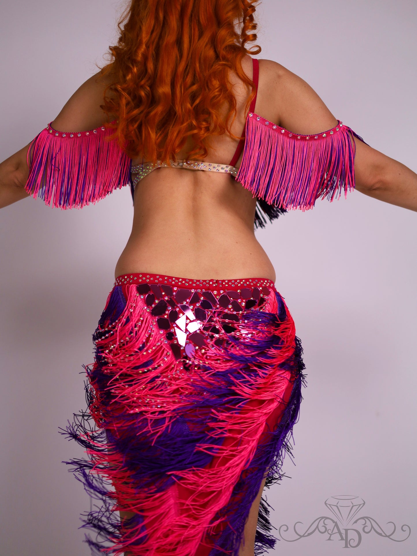 Fringe Belly Dance Costume with Sew-On Mirrors