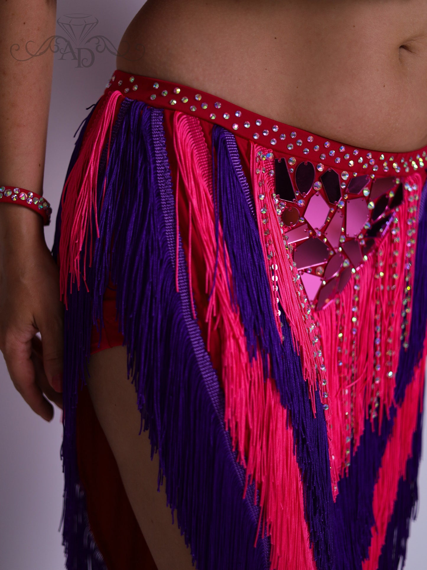 Fringe Belly Dance Costume with Sew-On Mirrors