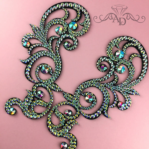 Custom Color Felt Rhinestone Applique for Dance Costumes