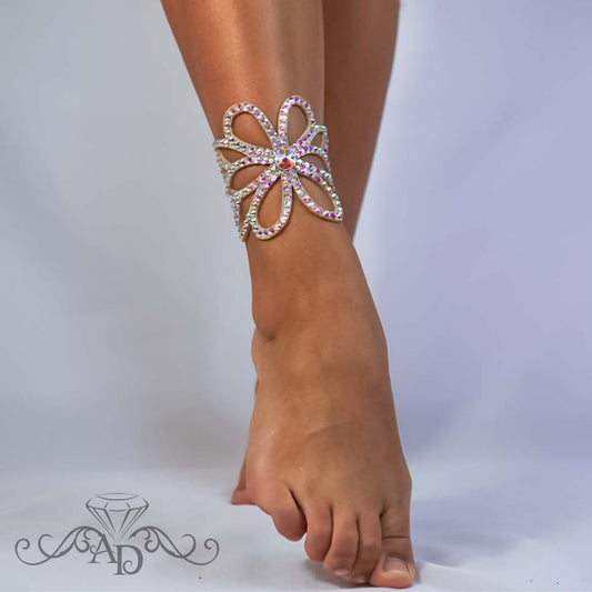Rhinestone Dance Anklet Bracelet - Flower