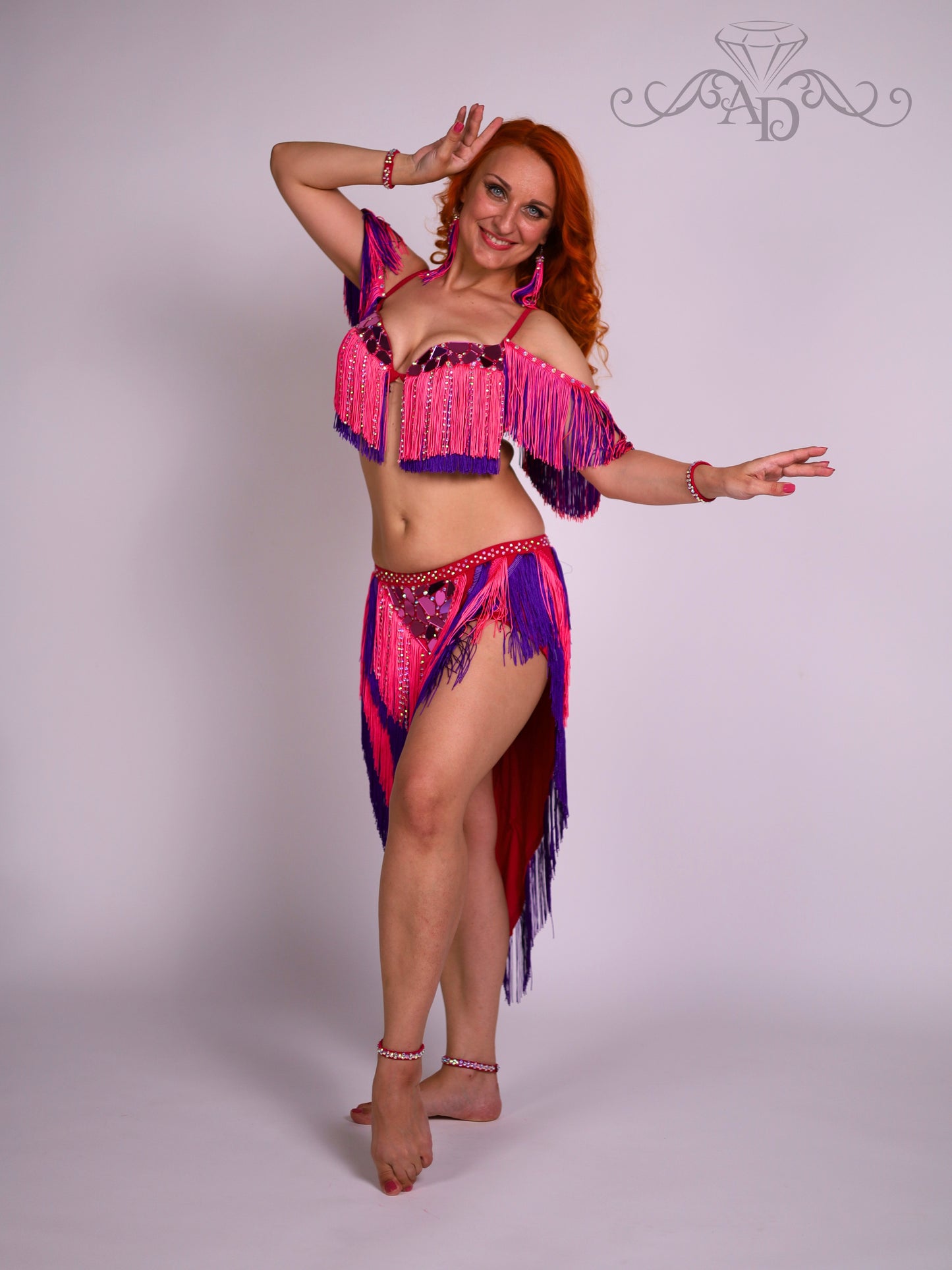 Fringe Belly Dance Costume with Sew-On Mirrors