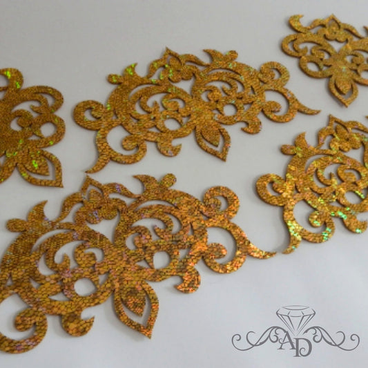Holographic Gold Applique Set for Dance Costumes