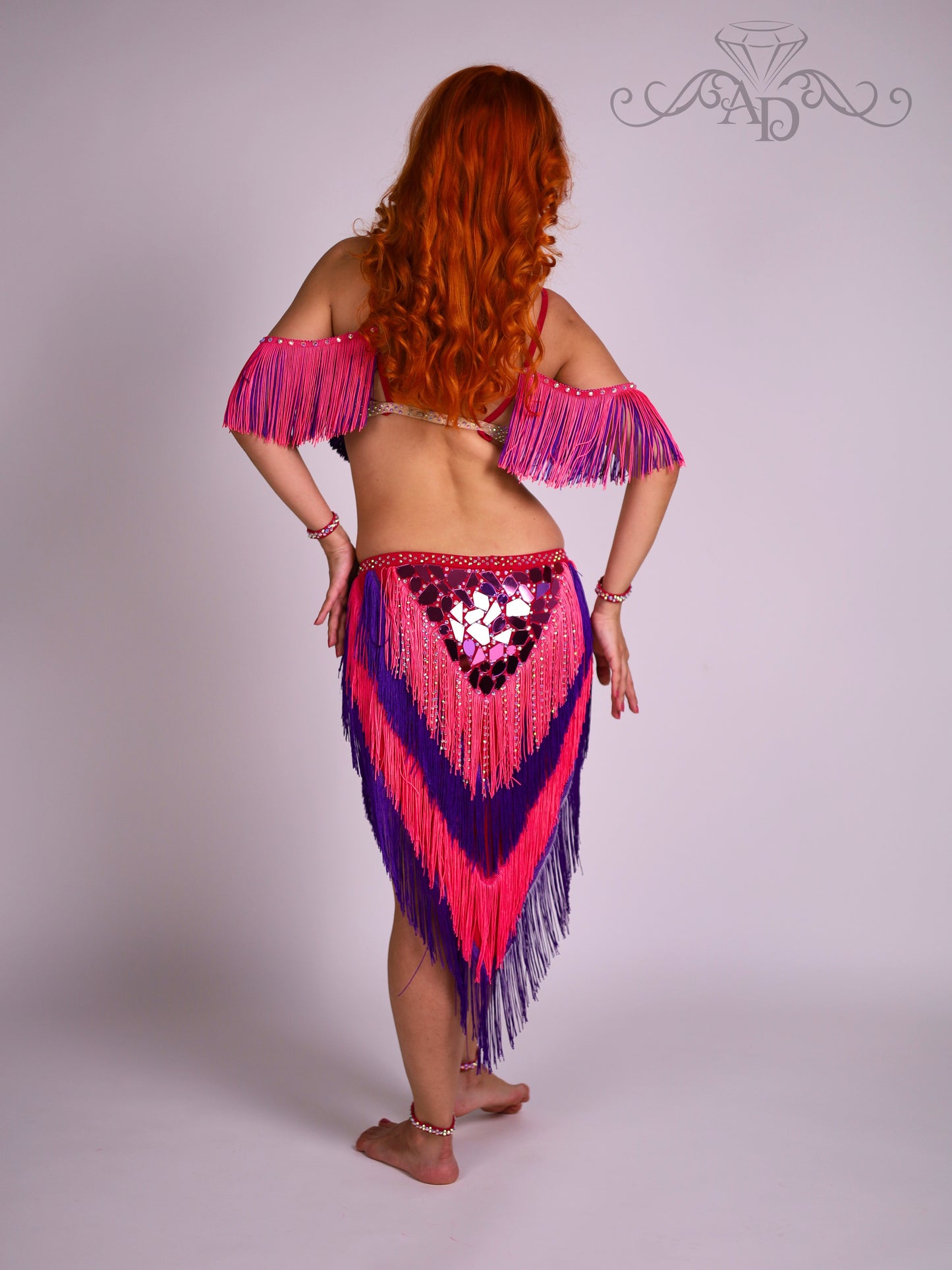 Fringe Belly Dance Costume with Sew-On Mirrors