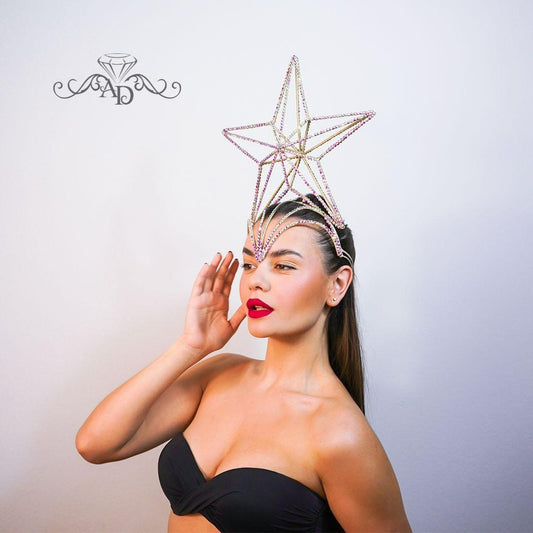 Rhinestone Wireframe Crown - Star