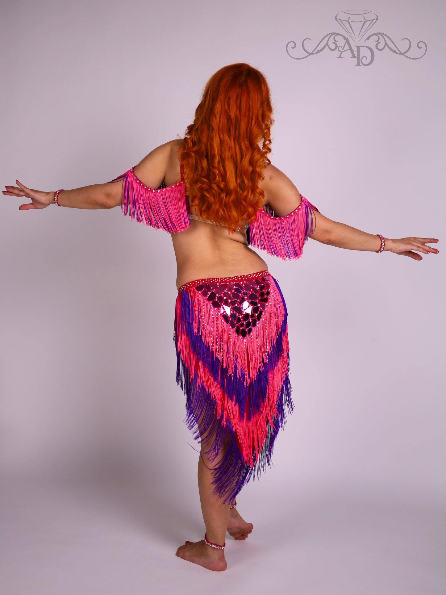 Fringe Belly Dance Costume with Sew-On Mirrors