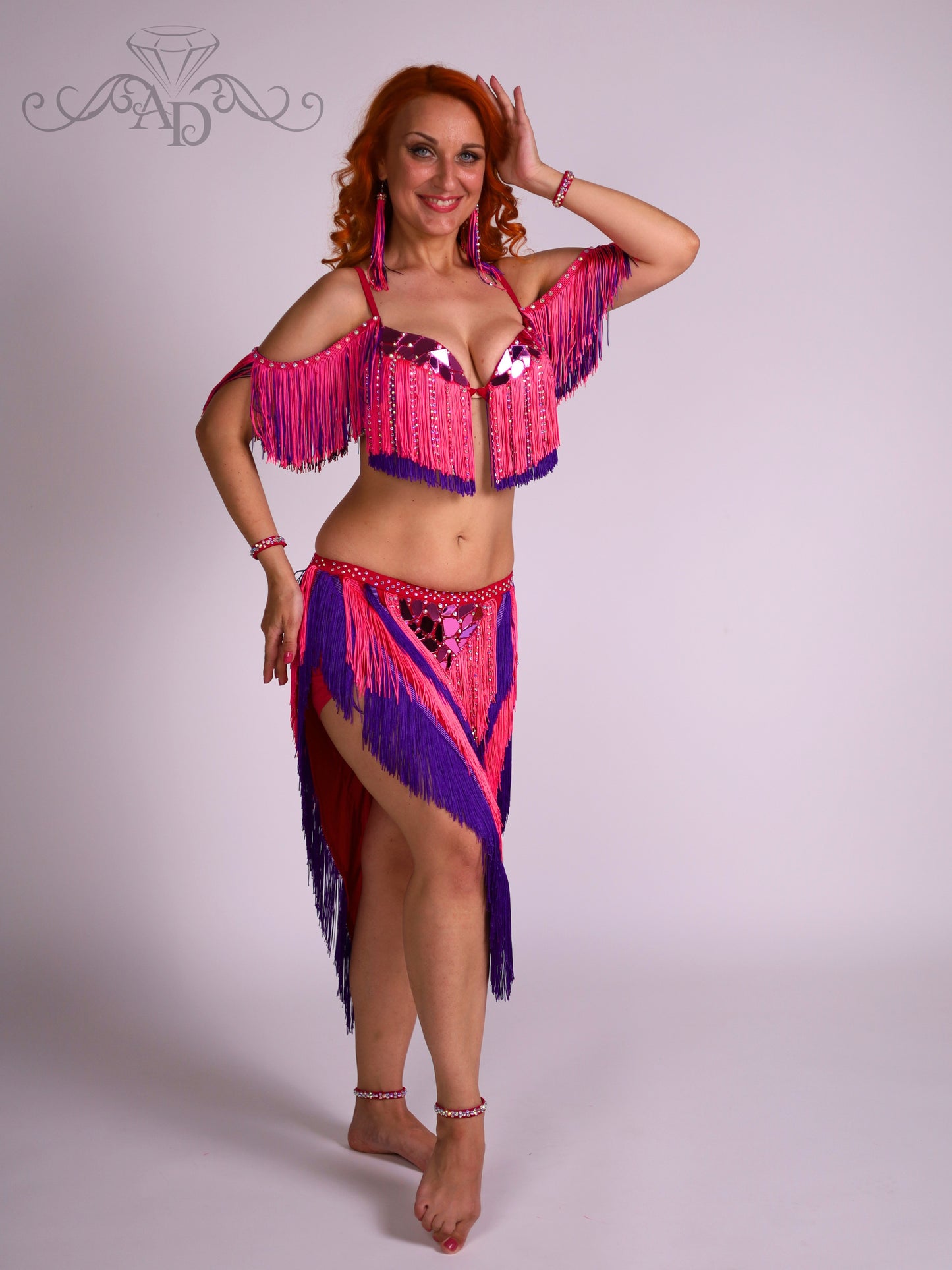 Fringe Belly Dance Costume with Sew-On Mirrors