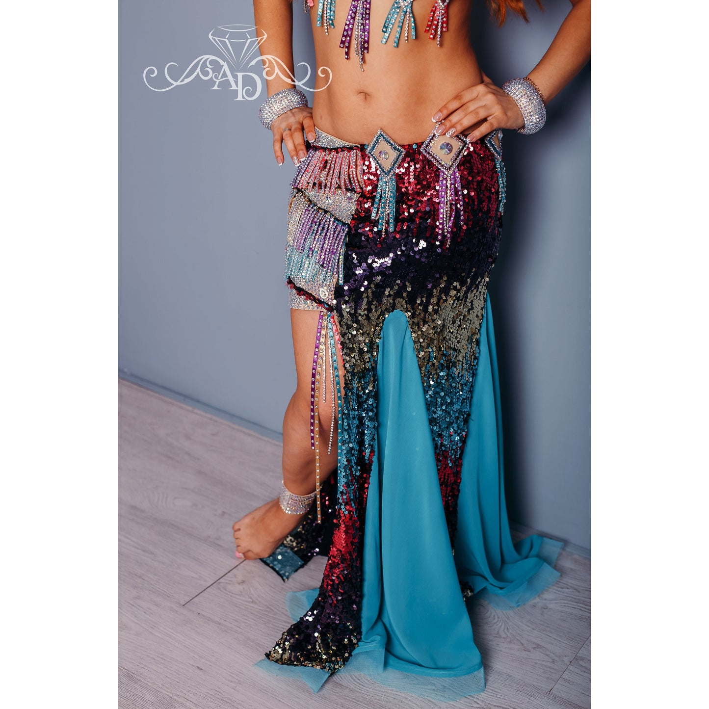 Custom Multicolor Sequin Belly Dance Costume – Festival Mirage