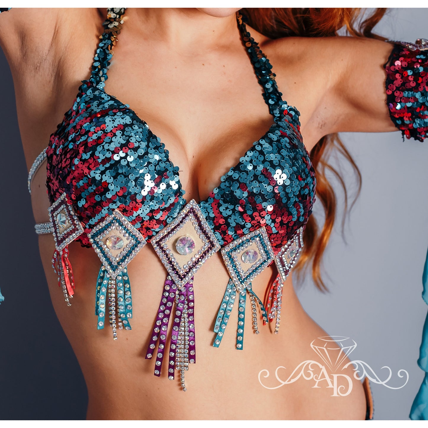 Custom Multicolor Sequin Belly Dance Costume – Festival Mirage