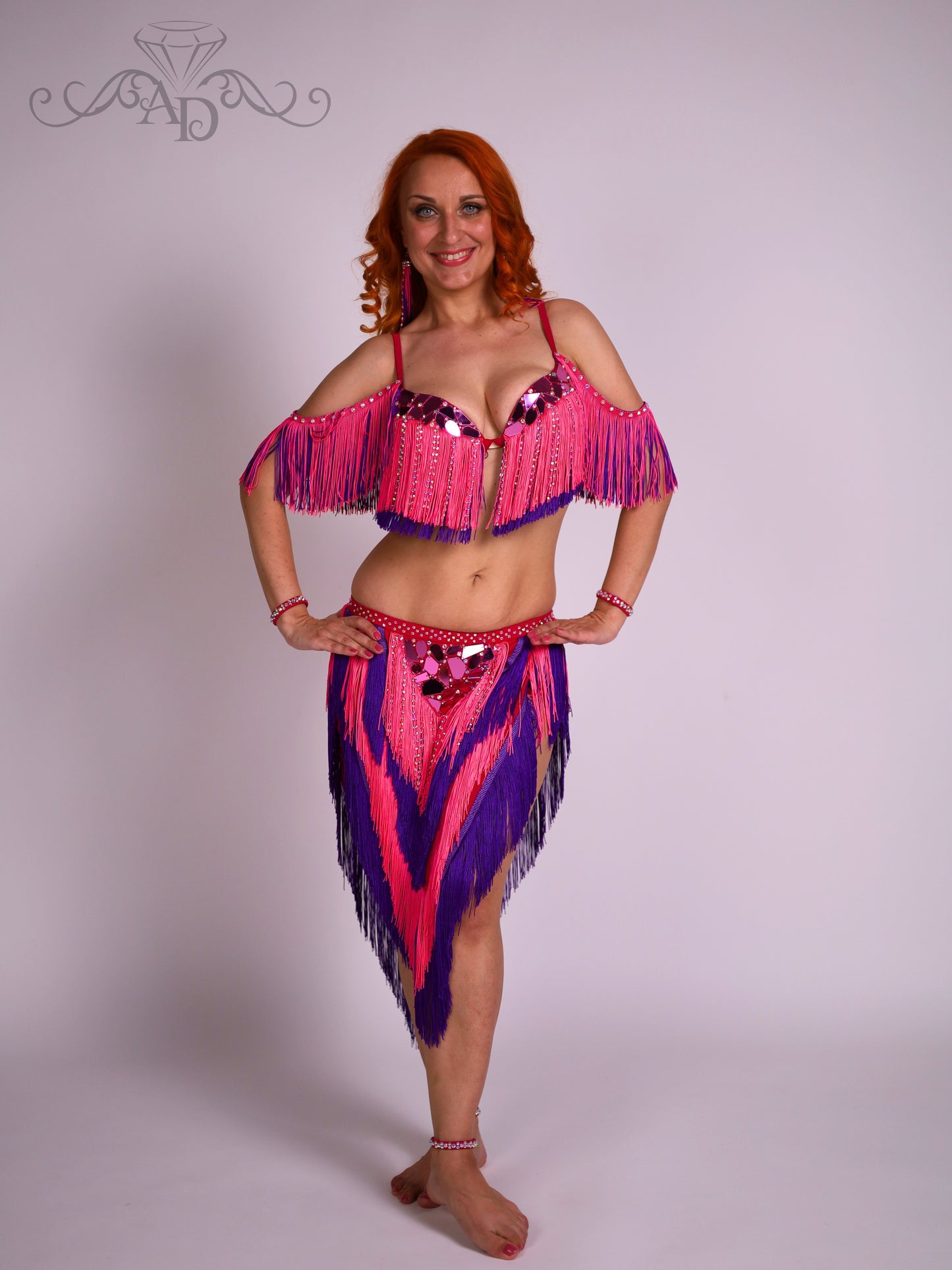 Fringe Belly Dance Costume with Sew-On Mirrors