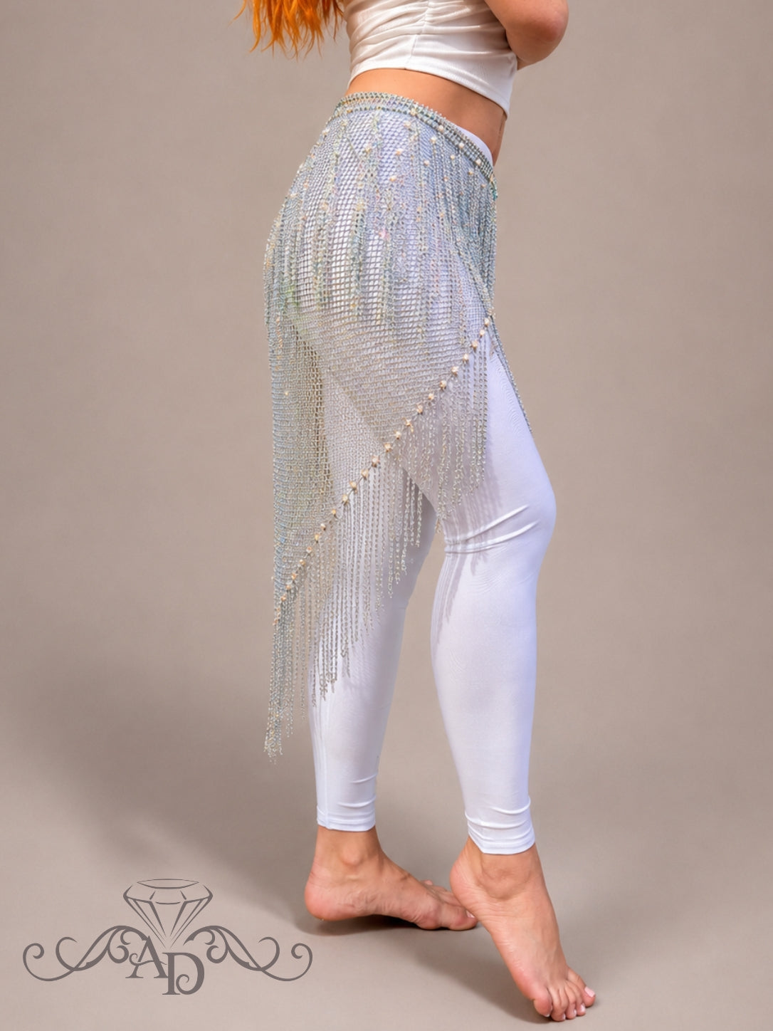 Long Rhinestone Hip Scarf
