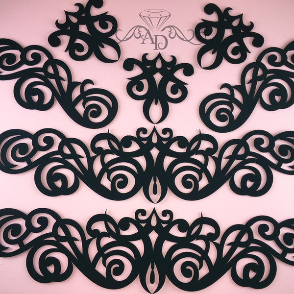 Full Dance Costume Applique Set – Laser-Cut Felt for Bra, Belt & Bracelets