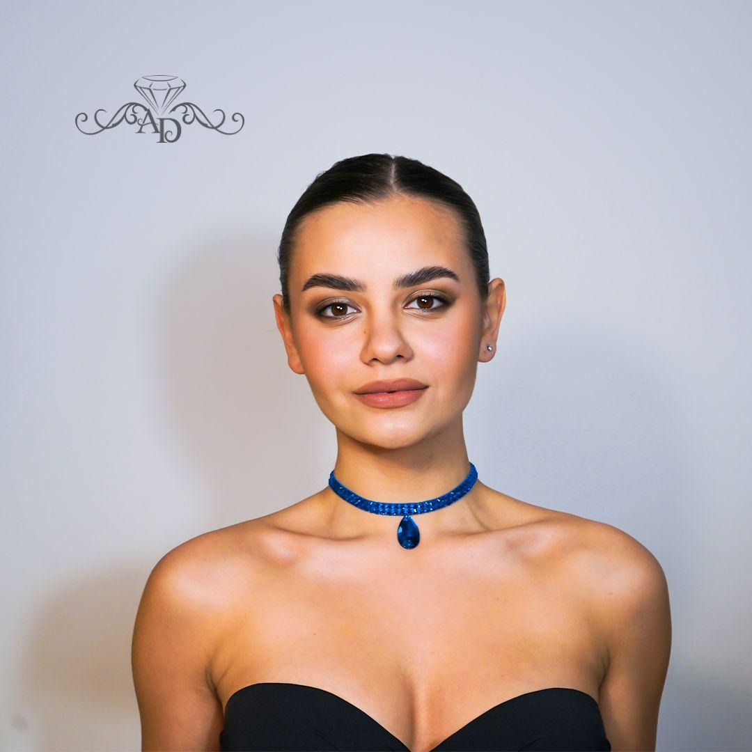 Blue Rhinestone Choker