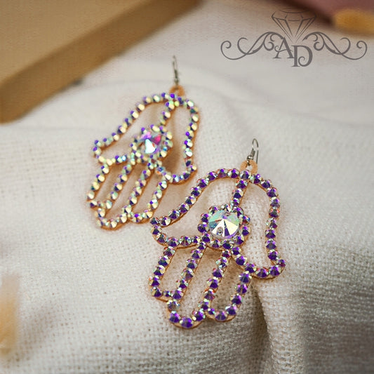Dance Rhinestone Earrings - Hamsa
