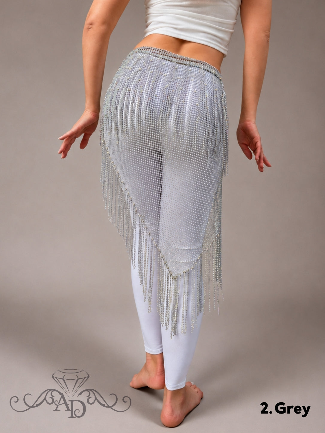 Long Rhinestone Hip Scarf