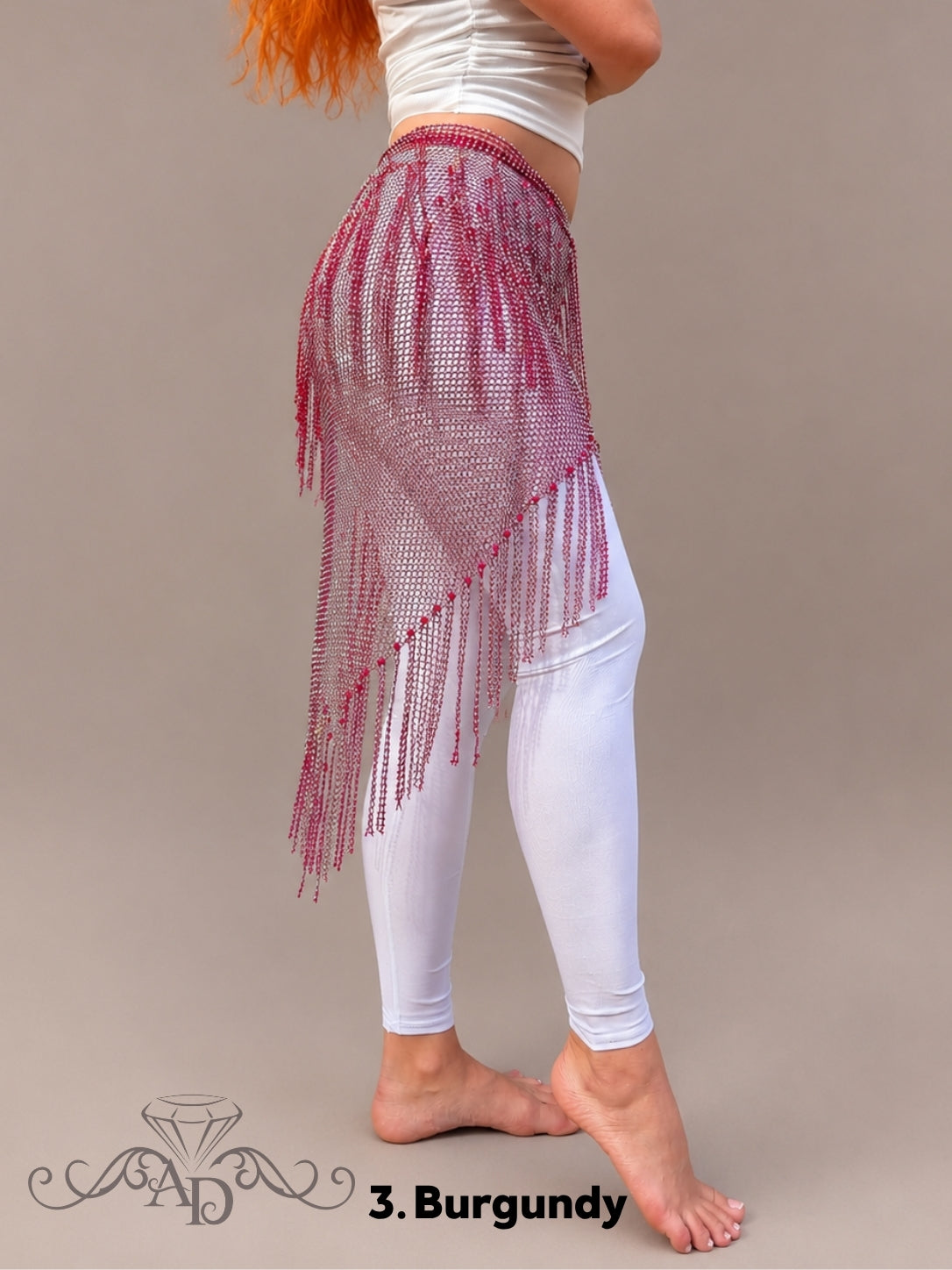 Long Rhinestone Hip Scarf