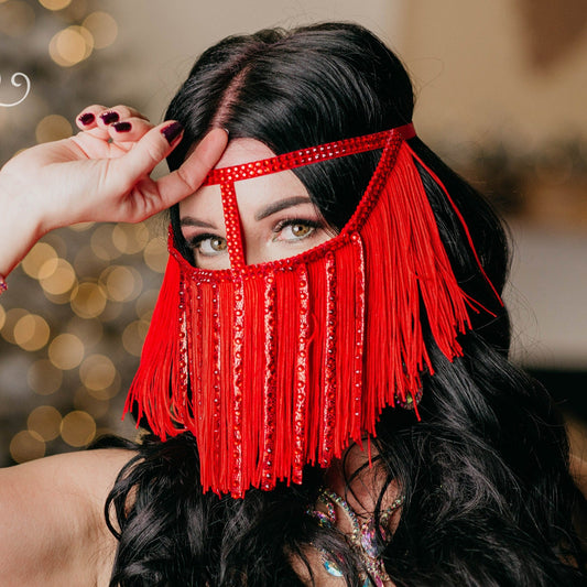 Sparkling Face Mask – Fringe Red