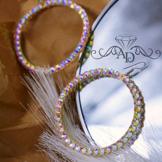 Dazzling Rhinestone Hoop Earrings - Rania