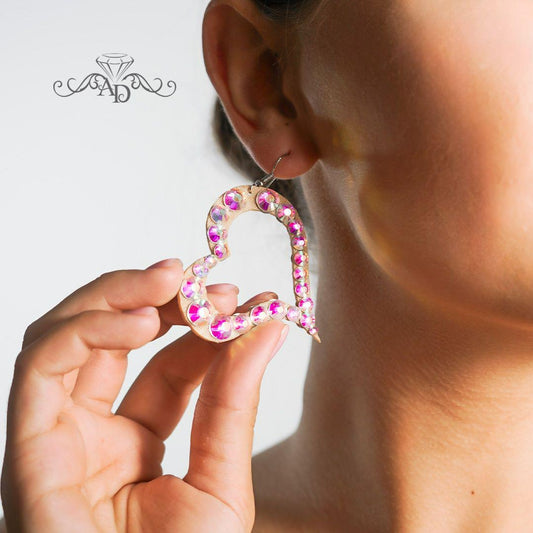 Light Reflecting Dance Earrings - Hearts