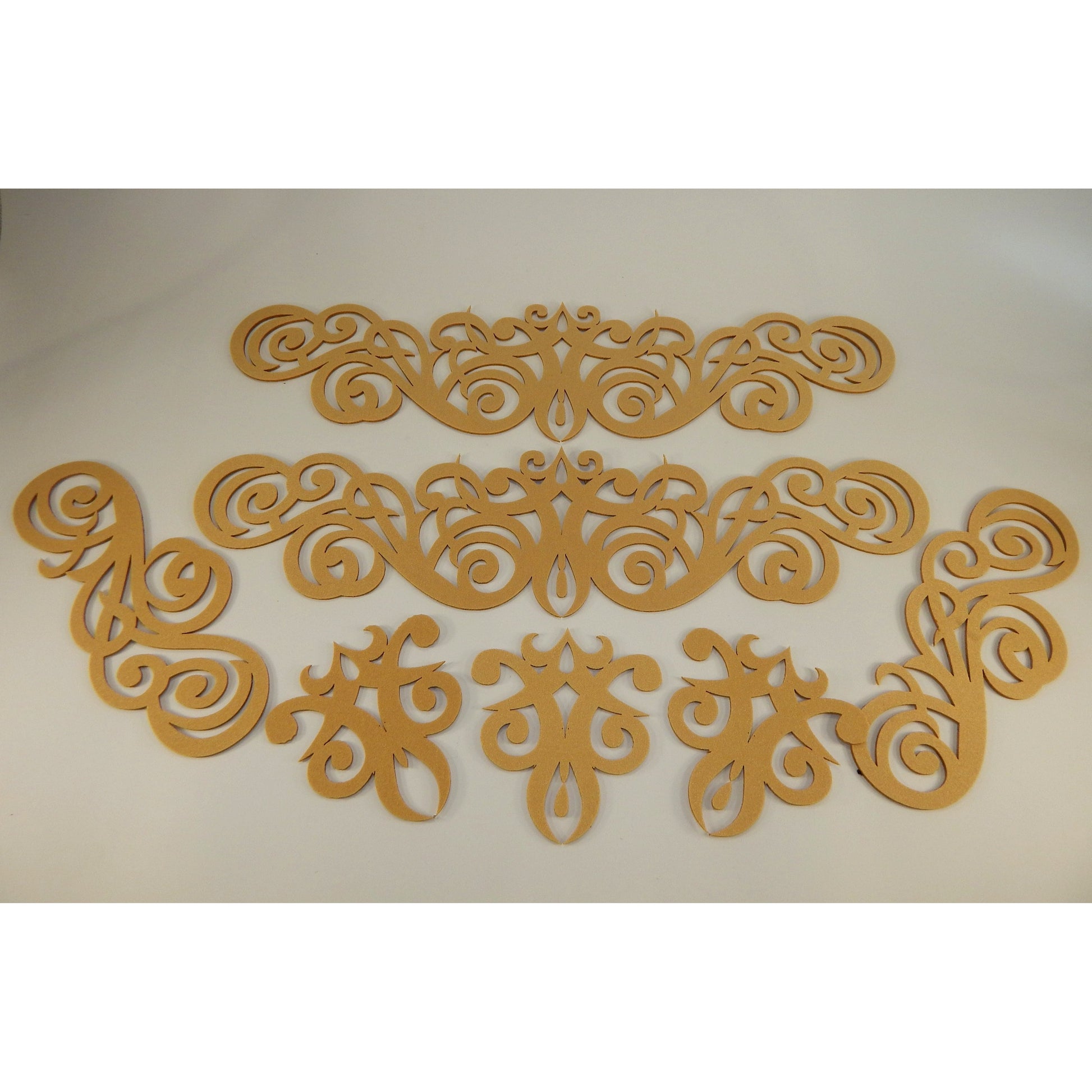 7-piece felt applique set for belly dance and ballroom costumes, for bra, belt, and bracelets