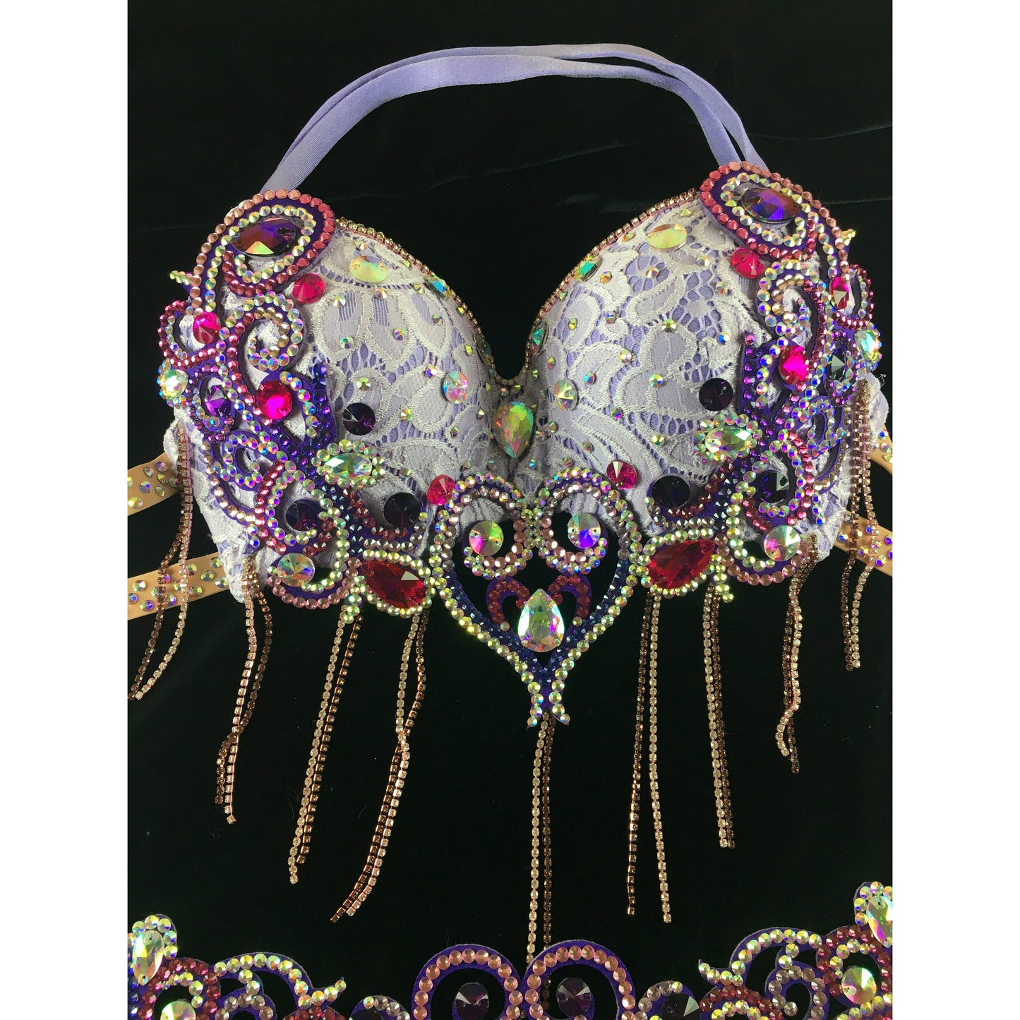 Lavender Bellydance Costume with Mermaid Lace Skirt