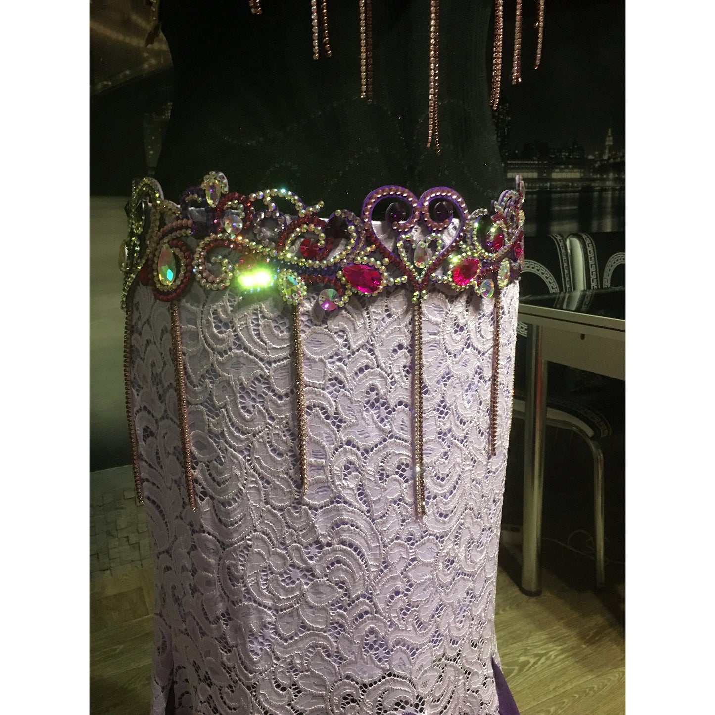 Lavender Bellydance Costume with Mermaid Lace Skirt